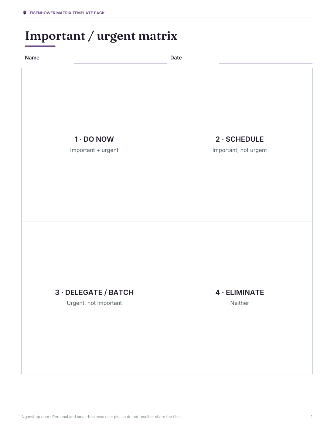 Preview of the first page of Classic matrix (PDF/DOCX)
