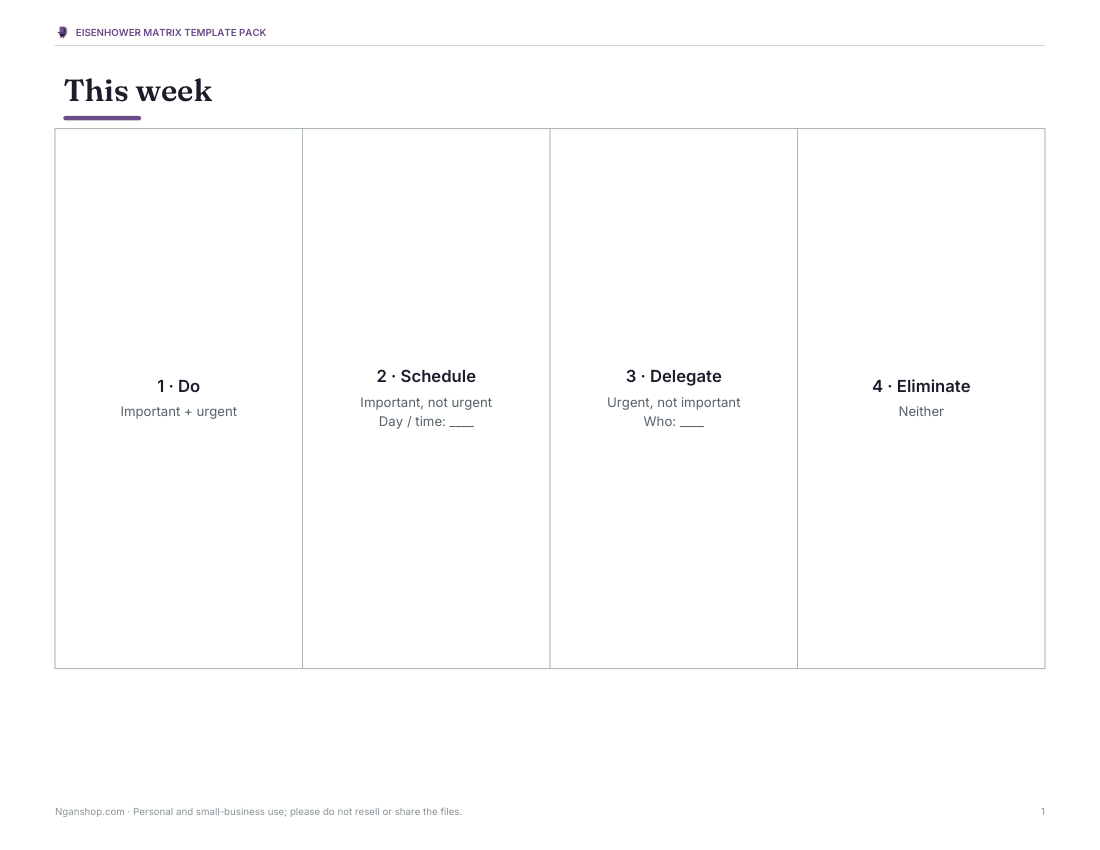 Preview of the first page of Weekly matrix (PDF/DOCX)